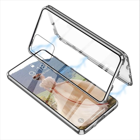 K-Lion for Samsung Galaxy S23 Plus Magnetic Clear Case, Double Sided Clear Tempered Glass Magnetic Adsorption Support Wireless Charging Full Protection Case for Samsung Galaxy S23 , Silver
