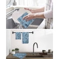 thumbnail image 5 of Blue Abstract Kitchen Dish Towels for Drying Dishes Set of 4, Vintage Geometric Gradient Oil Painting Simple Waffle Weave Microfiber Hand Tea Bathroom Towels Quick Dry & Absorbent Towel 12x12, 5 of 7