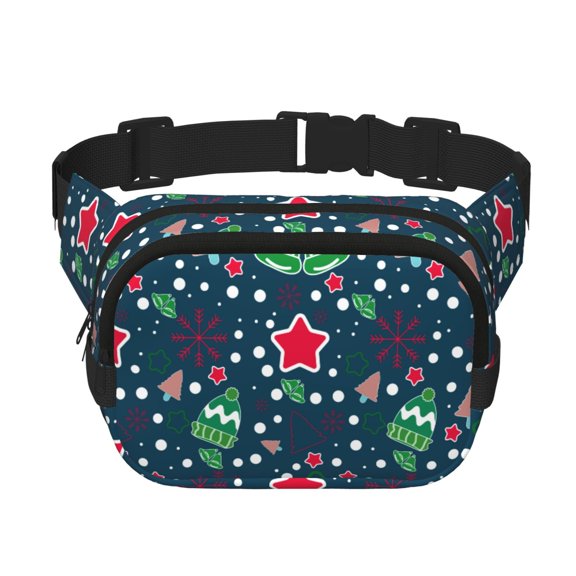 Kuqiui Christmas Print Fanny Packs for Women Cross Body Waist Bag Fashionable Fanny Pack Designer Workout Hiking Waist Pack Running Travel Gym
