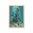 thumbnail image 1 of Mermaid Wall Art with Frame, Mermaid in Ocean Discovering Pirates Treasure Chest Mythical Art Print, Printed Fabric Poster for Bathroom Living Room, 23" x 35", Azure Blue Brown Cream, by Ambesonne, 1 of 2