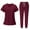 wine, variant on Medical Scrub Set for Women, Modern V Neck Scrub Top & Jogger Pant with 8 Pockets Professionals Soft Stretch Medical Nursing Uniforms Set (Navy)