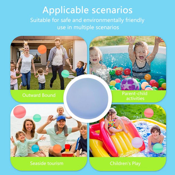 Bombas De Agua Bombas de agua de verano reutilizables, juguete de llenado rápido, no tóxico para niños y adultos (azul)