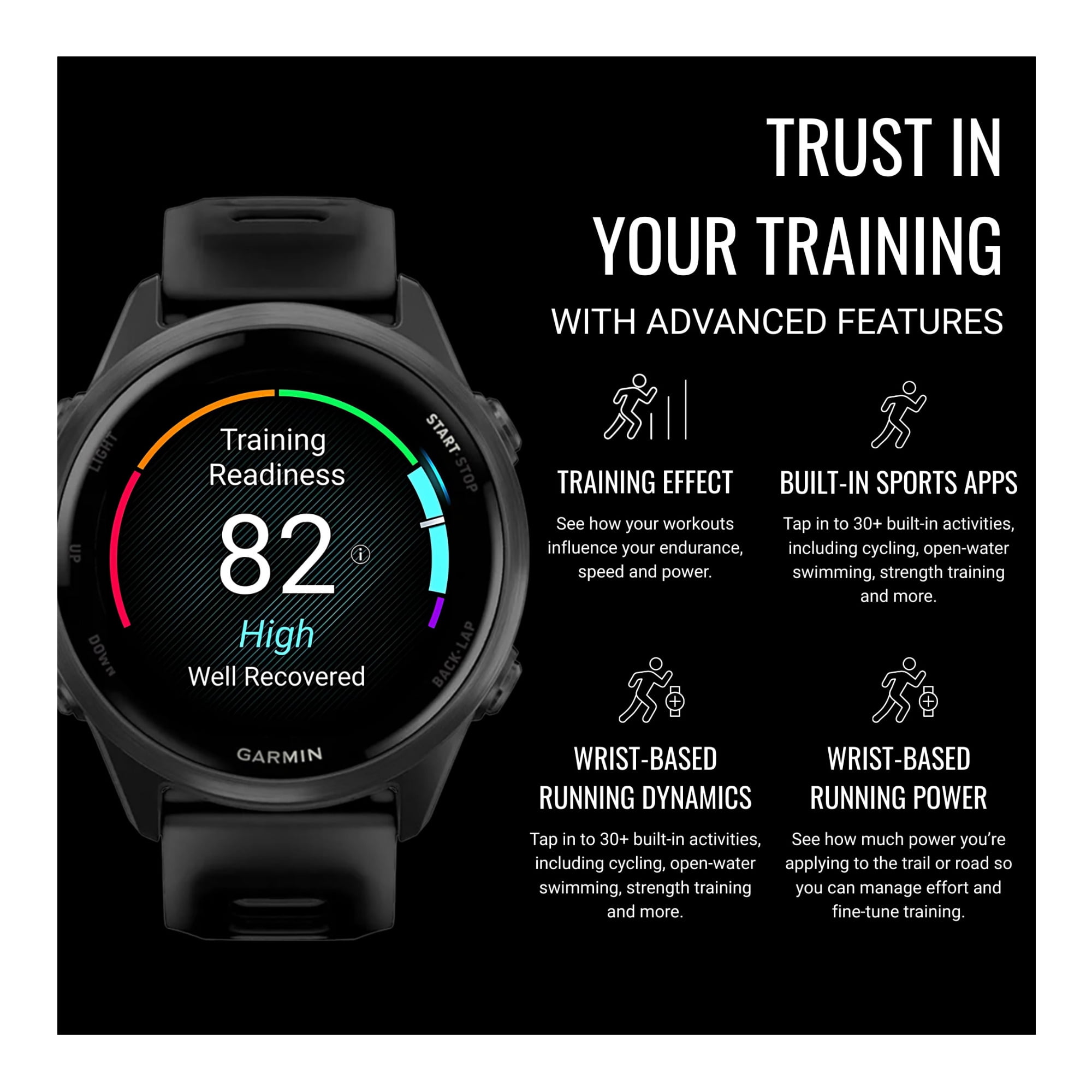 Garmin Forerunner 570 42mm GPS Running Smartwatch (Slate Gray/Black Band) Bundle with Stand, Charging Cable and Car Charger (3 items)