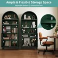 thumbnail image 4 of 74" Arched Bookcase, 5-Tier Tall Arch Bookshelf Arched Storage Cabinet with Open & Adjustable Shelves & Cross Door Metal Kitchen Pantry Display Cabinet for Home Office Black Green, 4 of 9