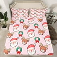 thumbnail image 2 of Manfei Cute Santa Claus Bed Sheets, Kawaii Christmas Reindeer King Sheets, Cartoon Stars Print Sheet Set, Microfiber Bedroom Decor, 4 Pieces, 2 of 7