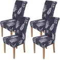 thumbnail image 1 of Stretch Printed Dining Chair Covers, Spandex Removable Washable Dining Chair Protector Slipcovers for Home, Kitchen, Party, Restaurant - Set of 4, Black, 1 of 7