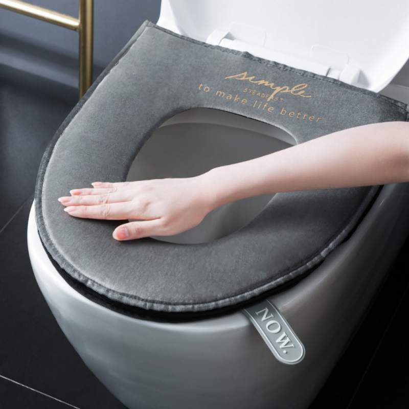 Reusable Toilet Seat Filling Mat Seat Cover Warm Plush Washable Bathroom