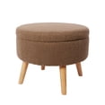 thumbnail image 2 of Taburete otomano de pata alta con asiento acolchado, baúl de almacenaje y tapa de MDF   (Café), 2 of 3