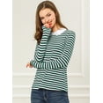 thumbnail image 2 of Blusa de rayas Allegra K Peter Pan Verde XS para mujer, 2 of 6