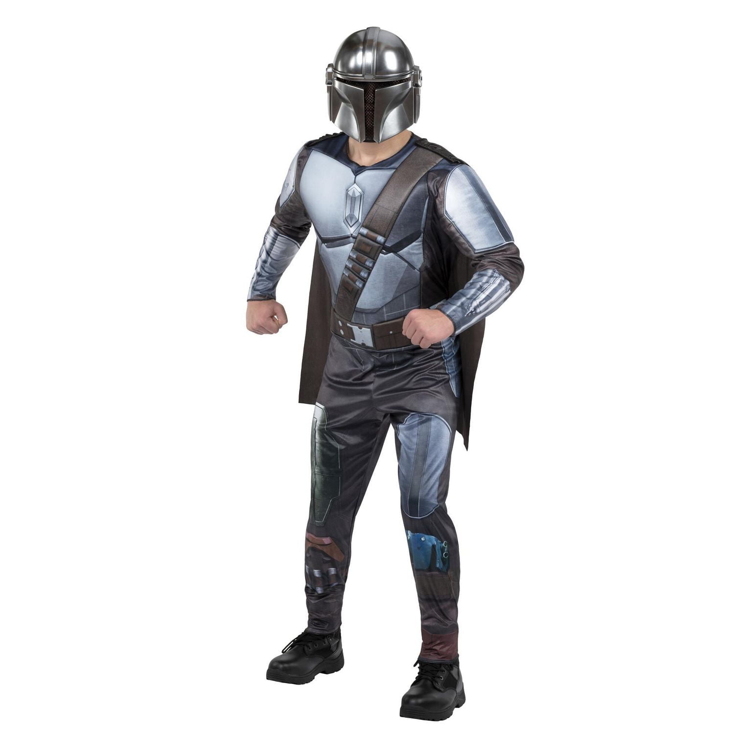STAR WARS MANDALORIAN MEN’S COSTUME (ADULT) - Men's Jumpsuit with Detachable Cape and 3D Headpiece