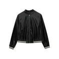 thumbnail image 5 of Zaldita Women's Holographic Zipper Bomber Jacket Long Sleeve Baseball Collar Jacket Coats Black XL, 5 of 7