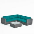 thumbnail image 1 of Noble House Santa Rosa 6 Piece Outdoor Wicker Sectional Sofa Set in Teal, 1 of 18