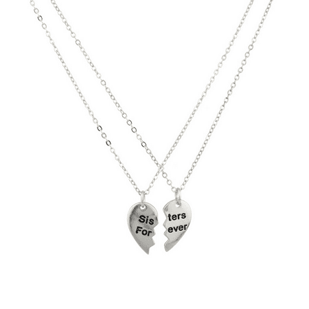 Lux Accessories Sisters Forever Broken Heart Big Sis Lil Sis BFF Best Friends Necklace Set (2 (Big Sister Best Friend Forever)