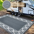 HUGEAR 5'x8' Reversible Patio Rug, Waterproof Plastic Straw Mat for ...