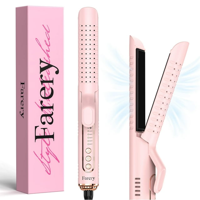 Farery Chill Set rizador de aire suave: flujo de aire suave para un peinado rápido y rizos duraderos, bloqueo del estilo con rejillas de ventilación, alisador y rizador de cabello 2 en 1 con barril la