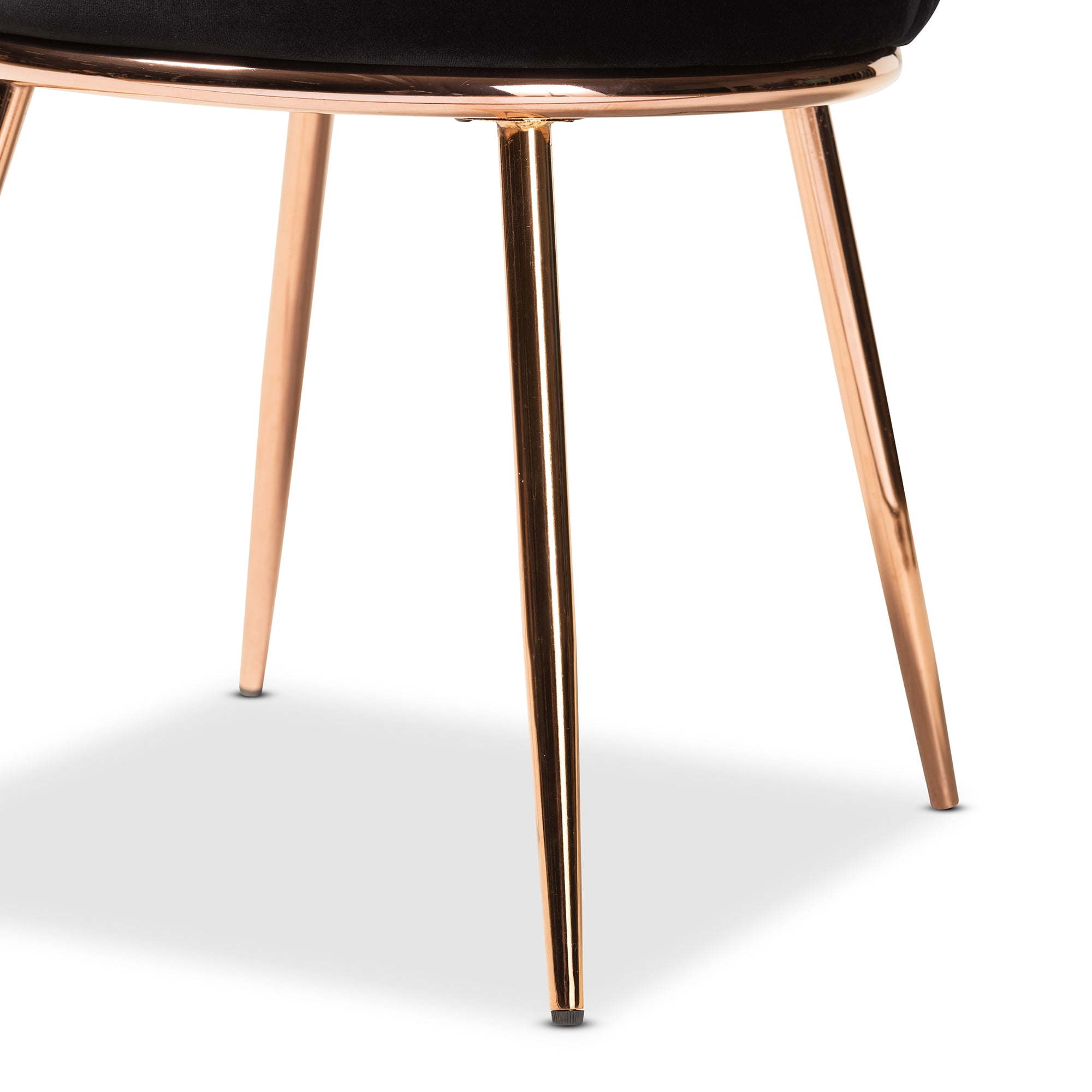 Baxton Studio Farah Dining Chair, Set of 2, Black/Rose Gold