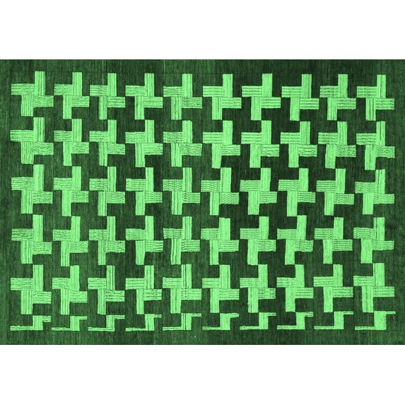 Ahgly Company Indoor Rectangle Abstract Emerald Green Modern Area Rugs, 8' x 12'