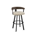 thumbnail image 1 of Amisco Lars 30 in. Swivel Bar Stool - Cream Bouclé Polyester / Brown Wood / Black Metal, 1 of 10