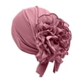 thumbnail image 2 of LIZUOJUN Under $3 Women Elegant Head Wrap Pre Tied Ruffled Turban Decorative Floral Elastic Hijab Cap Hair Cover For Daily Prayer Multiple Colors, Pink,One Size, 2 of 4
