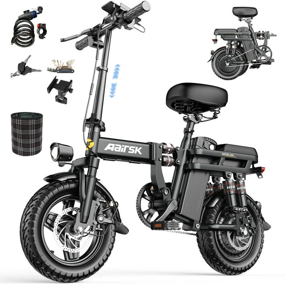 Unibike 500W Electric Bike, 14'' Folding Ebike for Adults, 48V 15Ah Battery, 22 MPH, Long Range 40 Miles Electric Bicycle, UL2849