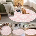 thumbnail image 6 of Pink Daisy 3ft Area Rug, Spring Floral Elegant Pastoral Botanical Washable Non-Slip Small Round Rugs for Entryway Bedroom Kitchen, Soft Circle Carpet for Dining Room, Playroom Nursery Rug, 6 of 9