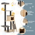 thumbnail image 4 of Gymax 69 in Modern Wood Cat Tree 5-Tier Tall Cat Tower w/ Washable Cushions, 4 of 10