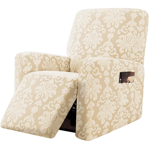 Whihome Recliner Chair Covers,4-Pieces Stretch Recliner Sofa Slipcovers Furniture Protector Covers,Apricot