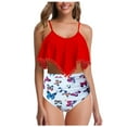 thumbnail image 4 of iTNHFP Paréos Rouges pour Femmes Maillot de Bain 2023 Bikini Trois Couleurs Bretelles Imprimées Ajustable Grande Taille Maillot de Bain pour Femmes, 4 of 4