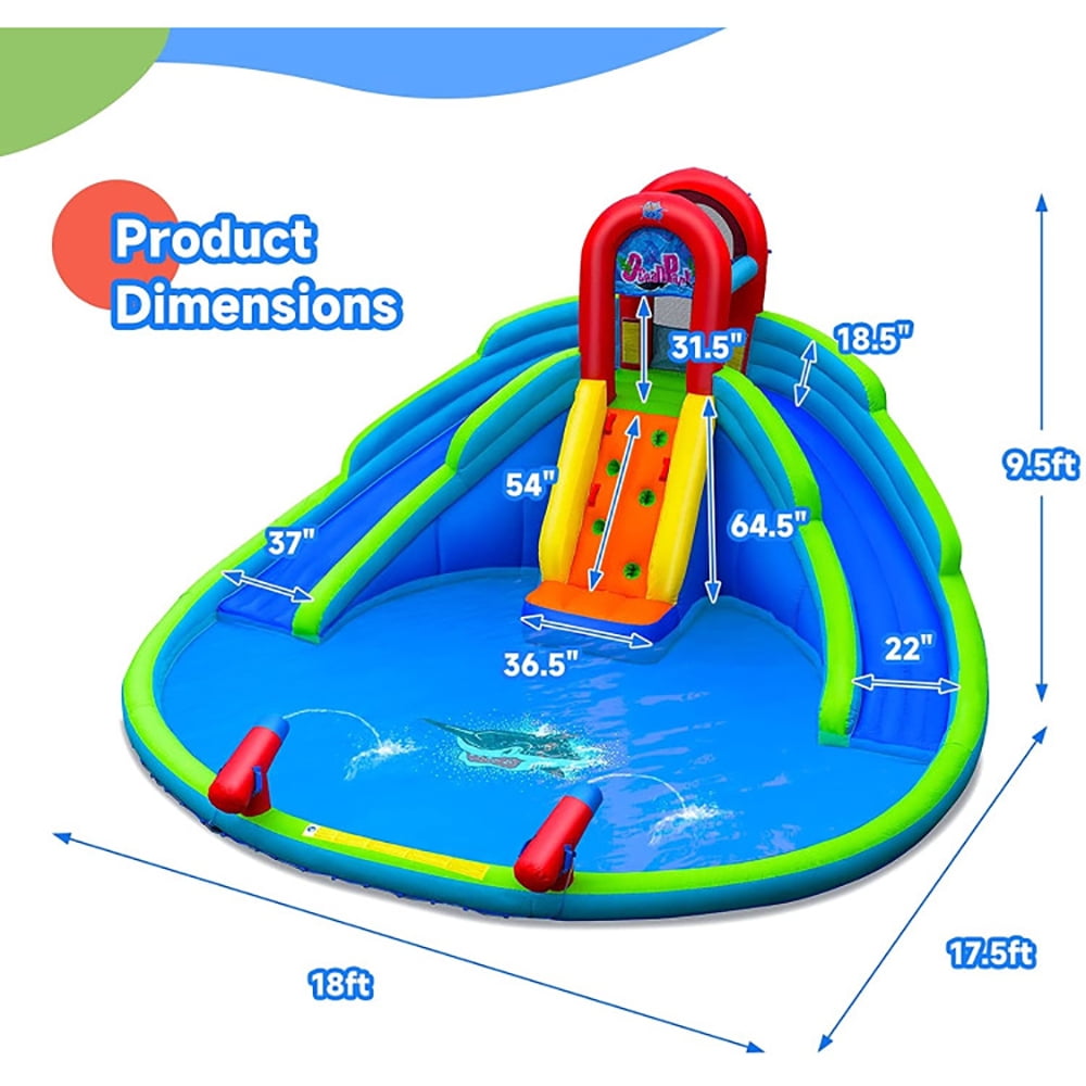 Aimee Lii Inflatable Water Park Waterslide for Kids Backyard with 780W Air Blower, Bounce House Water Slide for Kids
