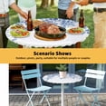 thumbnail image 6 of Elastic Fitted Round Tablecloth, Eucalyptus Leaves Waterproof Stretch Table Cover for 36"-44" Tables, Navy Blue Summer Botanical Weeping Washable Outdoor Tablecloths for Patio, Picnic, Camping, 6 of 9