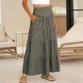 thumbnail image 6 of GUACER Women's High Waisted Tiered Maxi Skirt with Pockets Boho A-Line Flowy Long Skirt Lightweight Summer Swing Skirts, 6 of 8