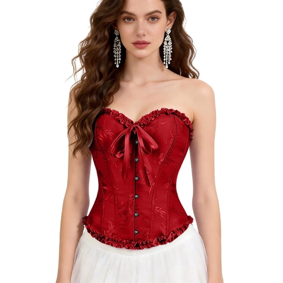 Elegant Corset Top Bodice for Formal Eveningwear Lingerie Bodysuit Torso Girdle with Three- Closure