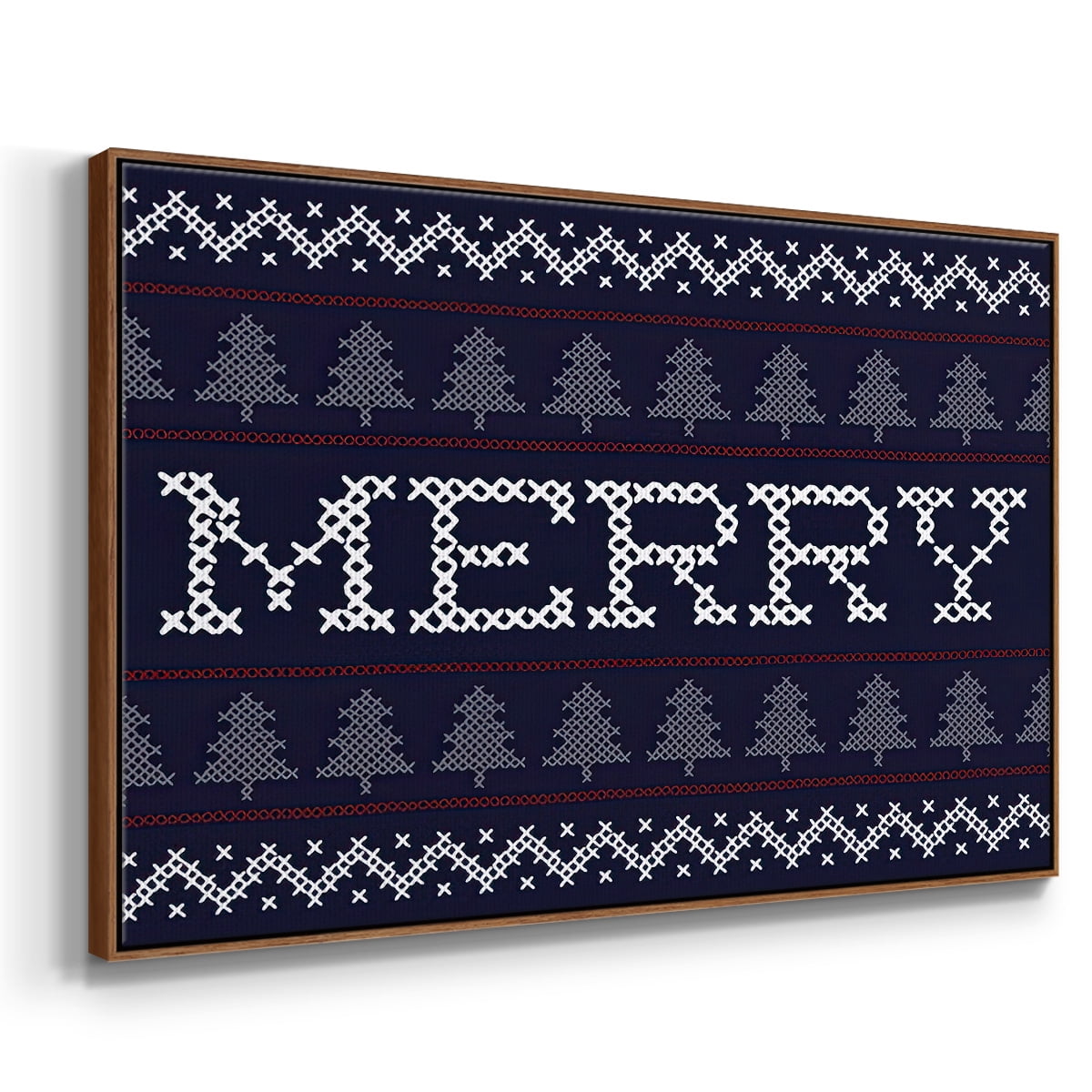 Merry Sweater - Framed Gallery Wrapped Holiday Canvas - 17 x 25 - Rosewood Frame