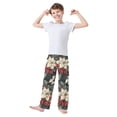 thumbnail image 2 of FORMRS Boys Pajama Pants with Pockets Size 9-10Y Kids Lounge Sleep Bottoms, White Christmas Leaves, 2 of 8