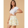 thumbnail image 4 of INSPIRE CHIC Minifalda Floral Tipo Patinadora Con Cintura Elástica Y Dobladillo Con Volantes En Capas Para Mujer Blanco L, 4 of 6