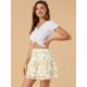 thumbnail image 4 of INSPIRE CHIC Minifalda Floral Tipo Patinadora Con Cintura Elástica Y Dobladillo Con Volantes En Capas Para Mujer Blanco L, 4 of 6