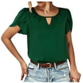 thumbnail image 2 of up to 60% off Gifts Usmixi Shirts for Women Fashion Petal Sleeve Pleated Lightweight Keyhole Tunic Tee Tops Summer Trendy Solid Short Sleeve Round Neck Ladies Blouses Green m, 2 of 7