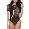 thumbnail image 1 of Fotbe Pyramid Desert Cat Body de Mujer con Cuello Redondo y Mangas Cortas, Sin Mangas Ajustado, Suave, Cómodo y Básico-Small, 1 of 7
