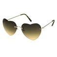 thumbnail image 2 of Womens Rimless Tie Dye Oceanic Gradient Lens Heart Sunglasses Gold Brown, 2 of 4