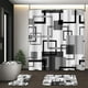 thumbnail image 1 of Juego de cortina de ducha geométrica gris con tapa de inodoro y alfombrillas antideslizantes, cortina de ducha abstracta cuadrada de 4 piezas para baño, decoración de baño de línea simple moderna, 1 of 7