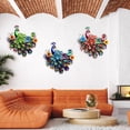 thumbnail image 4 of Metal Peacock Wall Decor Tropical Iron Peacocks Wall Decor Peacock Outdoor Metal Wall Art Metal Bird Wall Decor Outdoor Decor Patio Wall Fence Garden Decor-12 Inch (Blue), 4 of 9