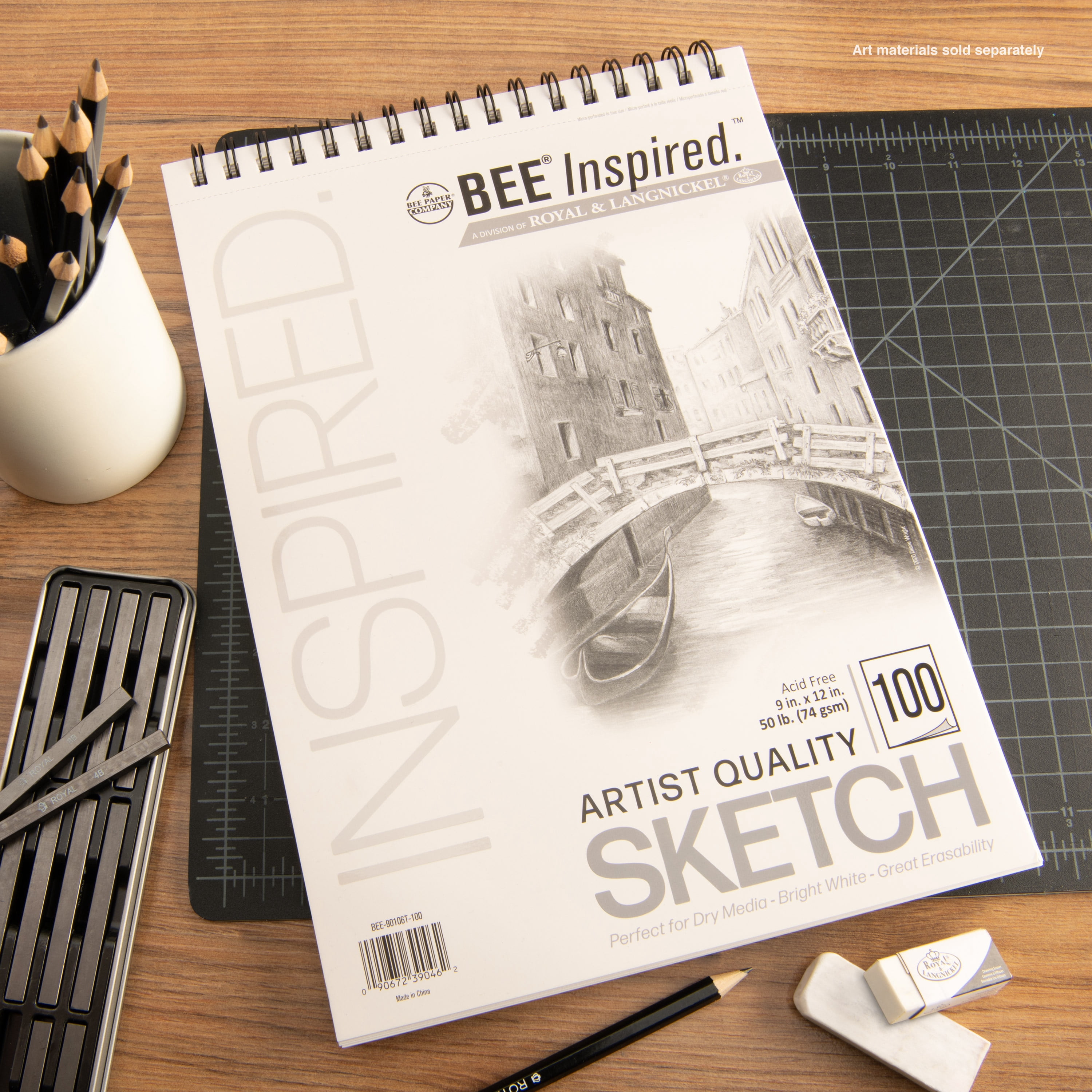 Bee Paper - Bee Inspired 9"x12" Sketching Paper Pad, 100 Sheets, Top Wire, 50lb. 74GSM