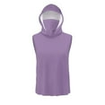 thumbnail image 3 of Xfvqtps Mens Sleeveless Tops with Face Neck Mask Hoodie Pullover Cooling Sun Protection Solid Color Breathable Lightweight Summer Shirts Purple, 3 of 8