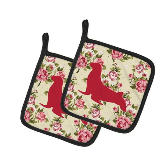 Caroline's Treasures BB1027-RS-YW-PTHD Seal Shabby Chic Yellow Roses Pair of Pot Holders , 7.5HX7.5W, multicolor