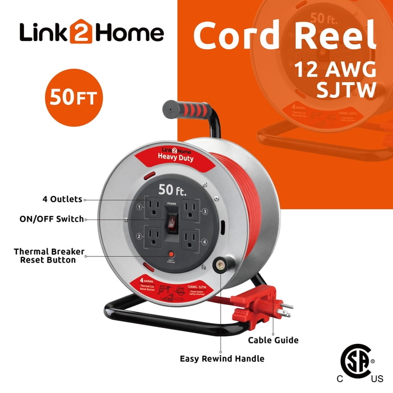 Link2Home Professional Grade Heavy Duty Indoor Electrical 50' SJTW