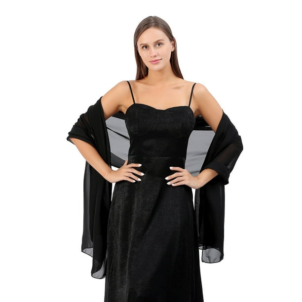 Trayknick Solid Color Thin Chiffon Evening Dress Shawl Bride Bridesmaid  Wedding Dress Cheongsam Party Shawl Scarf Black - Walmart.ca