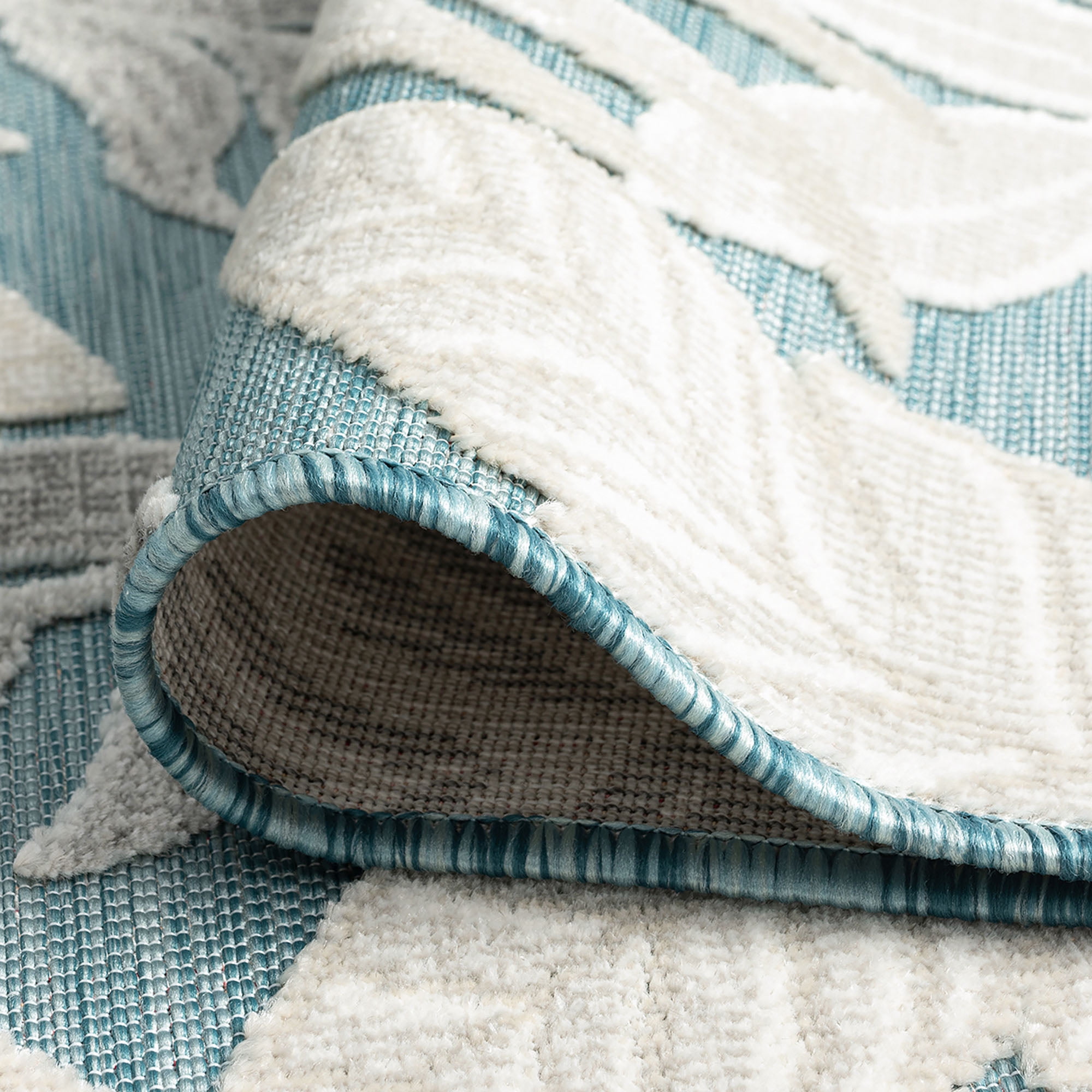 2x3 Water Resistant, Small Indoor Outdoor Rugs for Patios, Front Door Entry, Entryway, Deck, Porch, Balcony | Outside Area Rug for Patio | Aqua, Floral | Size: 1'11'' x 3'