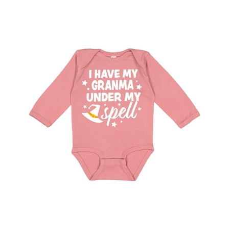 

Inktastic I Have My Granma Under My Spell with Cute Witch Hat Gift Baby Boy or Baby Girl Long Sleeve Bodysuit