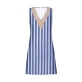 thumbnail image 4 of Ftwytp Women's Summer Casual Sleeveless Dresses V Neck Lace Tank Dress Loose Flowy Stripe Printed Sundress with Pockets Women's Stripe Printed Lace Sleeveless Pocket V-Neck Dress, 4 of 5