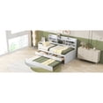 thumbnail image 5 of Twin Size Wooden Captain Bed with Built-in Bookshelves,Three Storage Drawers and Trundle, White Wash, 5 of 8